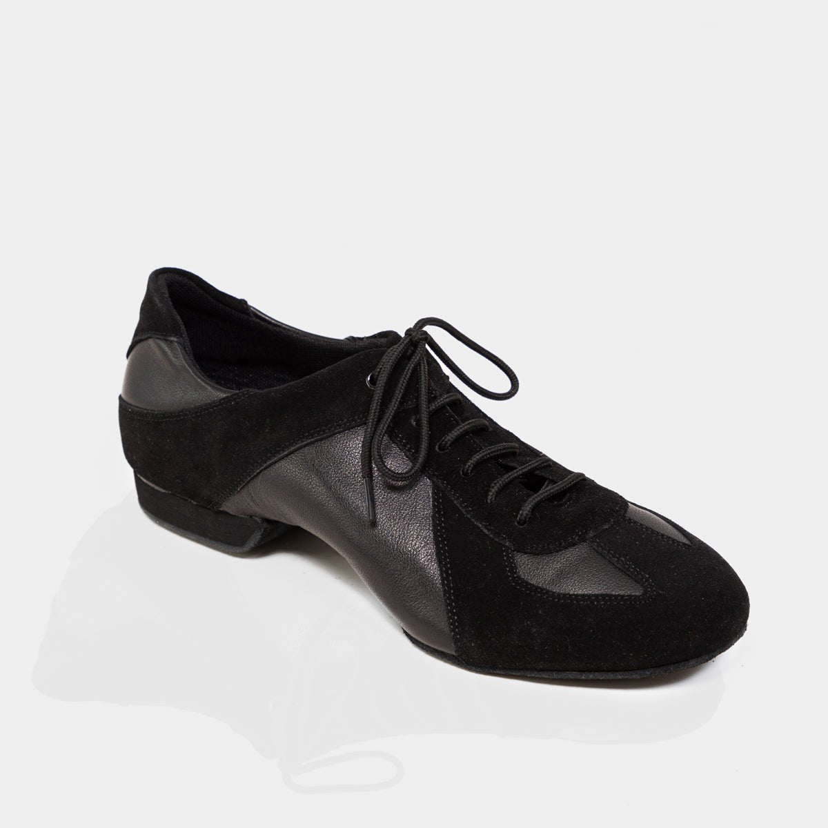 Brandon Men's Practice Dance Shoes in Black Leather with Cushioned Sole, Heel Support and Flexibility for All Dance Styles