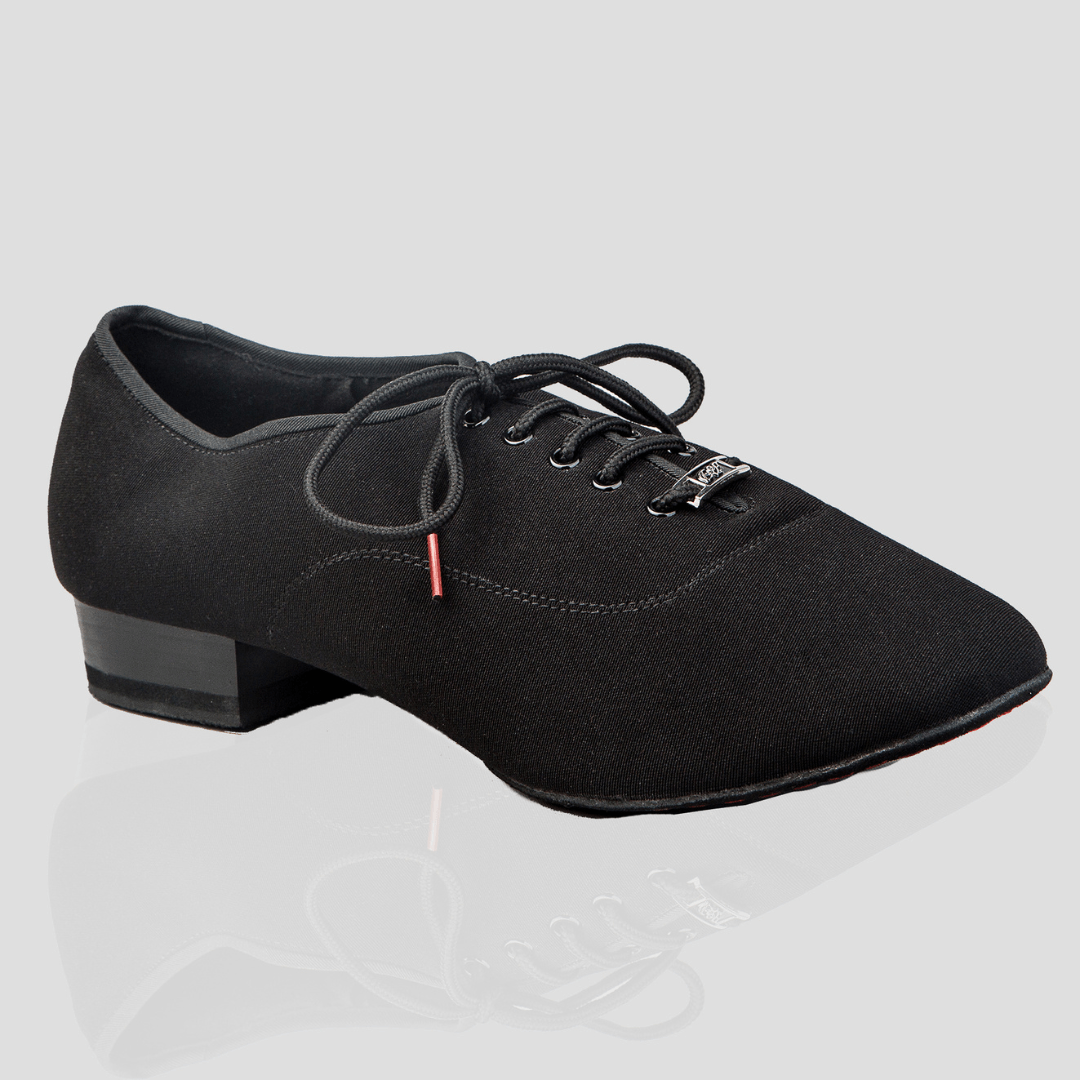Thornton men's black ballroom dance shoes, canvas upper with suede sole